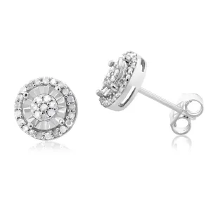 1/4 Carat Diamond Stud Earrings set with 18 Brilliant Diamonds in Sterling Silver