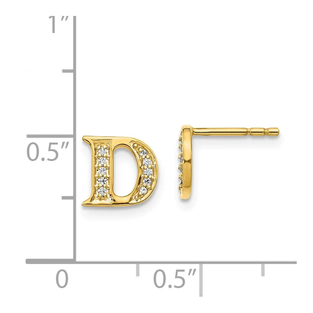 14k Diamond Initial D Earrings