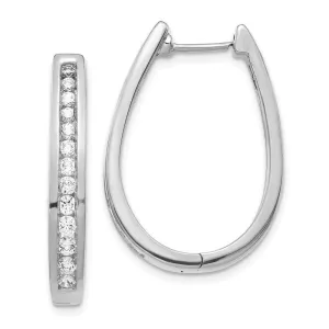 14k White Gold Diamond Hoop Earrings