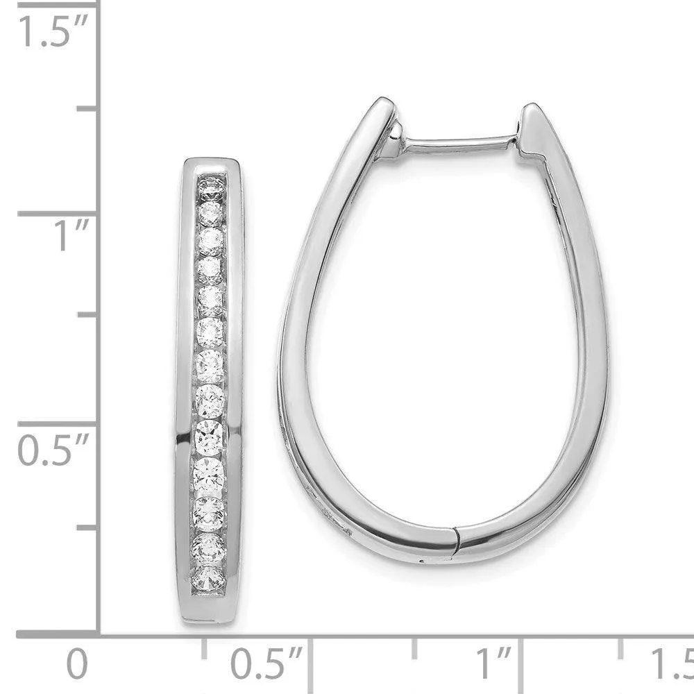 14k White Gold Diamond Hoop Earrings