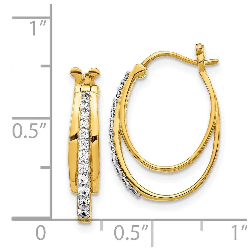 14k Yellow Gold Diamond Hoop Earrings