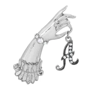 1928 Jewelry Belle Epoch Victorian Hand Model Crystal Initial Pin