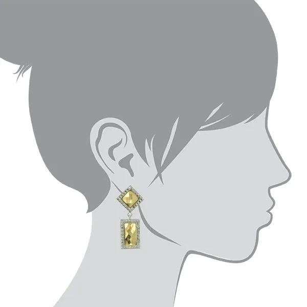 1928 Jewelry Fusion Lux Double Drop Square Earrings