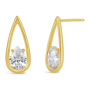 9ct Gold Filled Cubic Zirconia Teardrop Stud Earrings