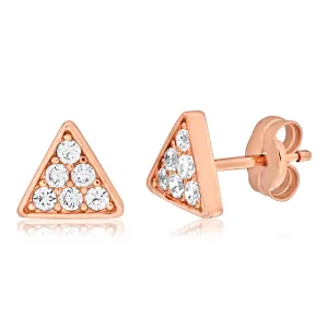 9ct Rose Gold Pyramid Cubic Zirconia Stud Earrings