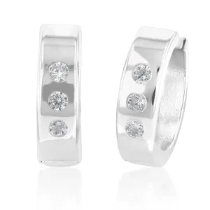 9ct Silverfilled White Gold Cubic Zirconia 10mm Hoop Earrings