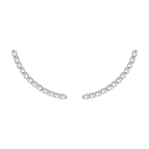 9ct White Gold 0.05 Carat Diamond Ear Climbers Stud Earrings