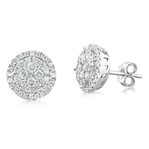 9ct White Gold 1 Carat Diamond Halo Stud Earrings