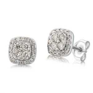 9ct White Gold 1/2 Carat Diamond Stud Earrings