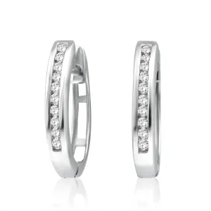 9ct White Gold 1/5 Carat Diamond Hoop Earrings