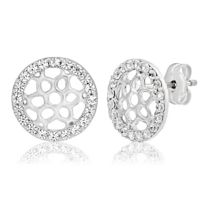 9ct White Gold Elegant  Cubic Zirconia Stud Earrings