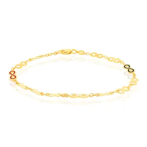 9ct Yello Gold Coloured Enamel On Double Sided Infinity 19.1cm Bracelet