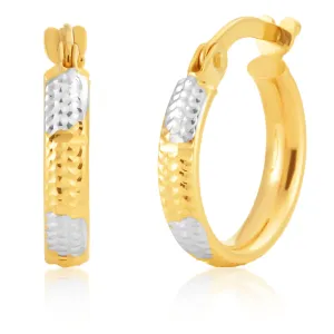 9ct Yellow and White Gold Hoop Earrings