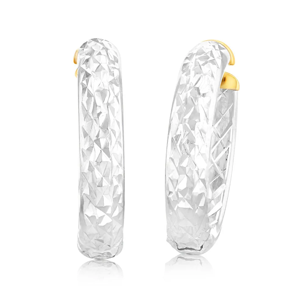 9ct Yellow And White Gold Two Tone Hoop Earrings
