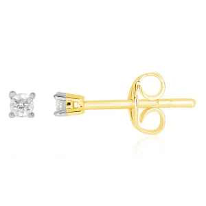 9ct Yellow Gold 0.05 Carat Diamond Stud Earrings
