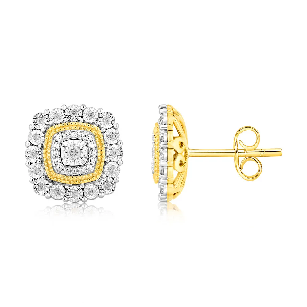 9ct Yellow Gold 1/6 Carat Diamond Stud Earrings