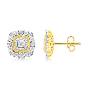9ct Yellow Gold 1/6 Carat Diamond Stud Earrings