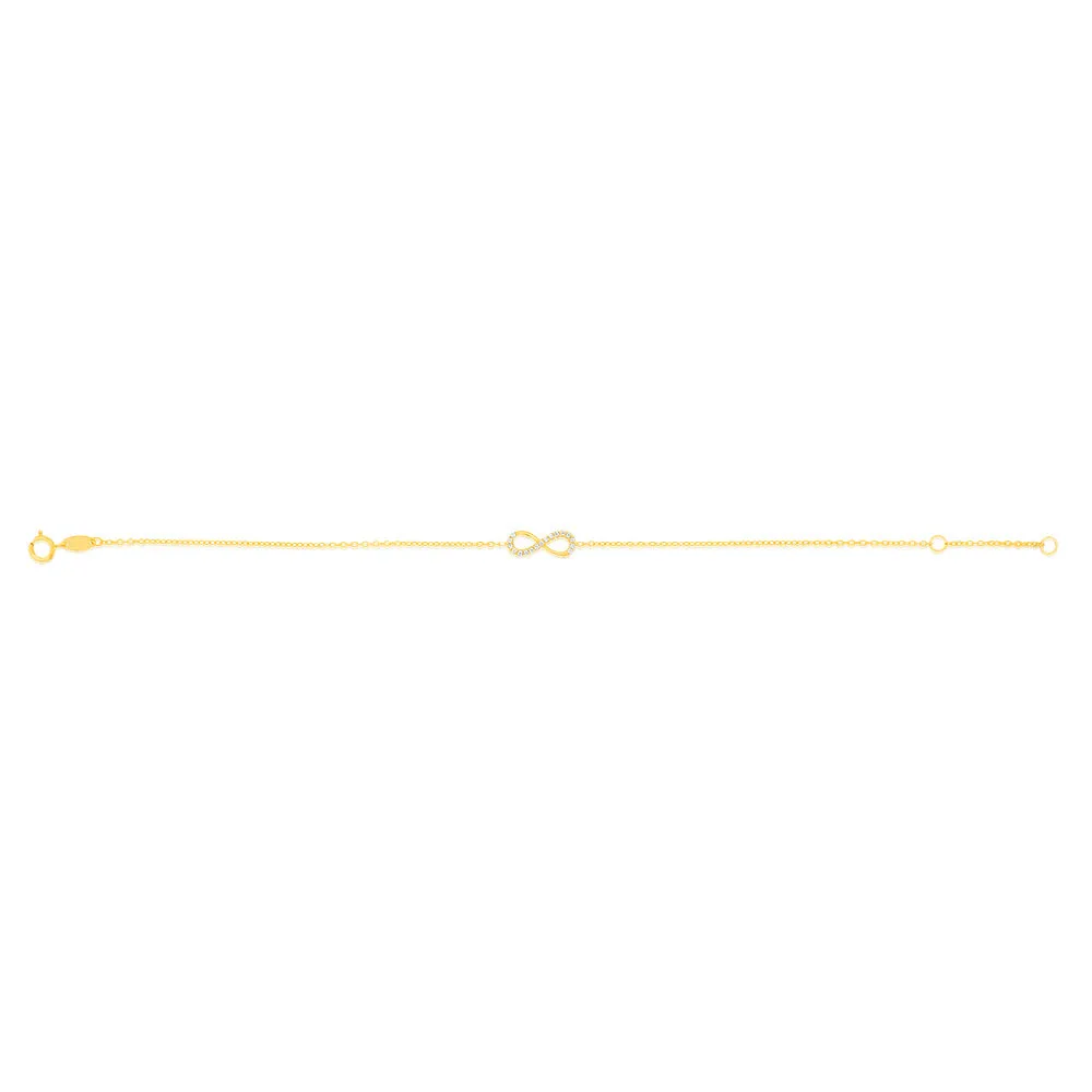 9ct Yellow Gold 19.10cm Zirconia Infinity Bracelet