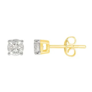 9ct Yellow Gold 3/4 Carat Diamond Stud