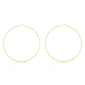 9ct Yellow Gold 60mm Diamond Cut Hoop Earrings