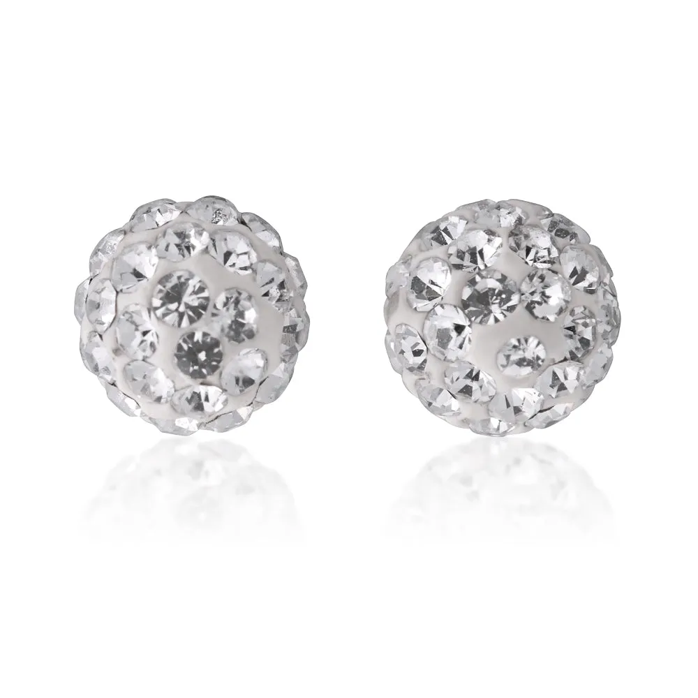 9ct Yellow Gold 6mm Crystal Ball Stud Earrings