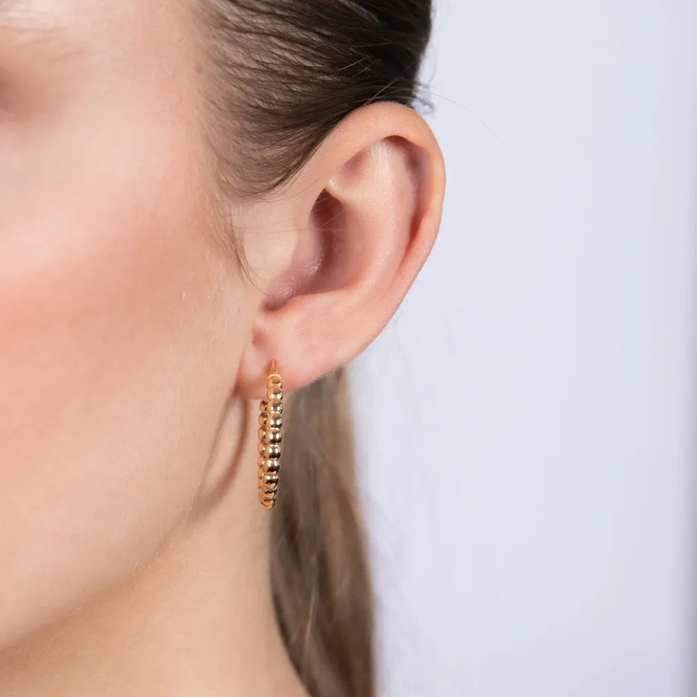 9ct Yellow Gold Bubble 20mm Hoop Earrings