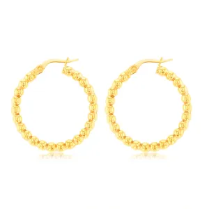 9ct Yellow Gold Bubble 20mm Hoop Earrings