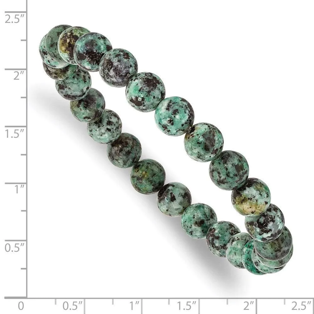 African Pine Agate Beaded Stretch Bracelet