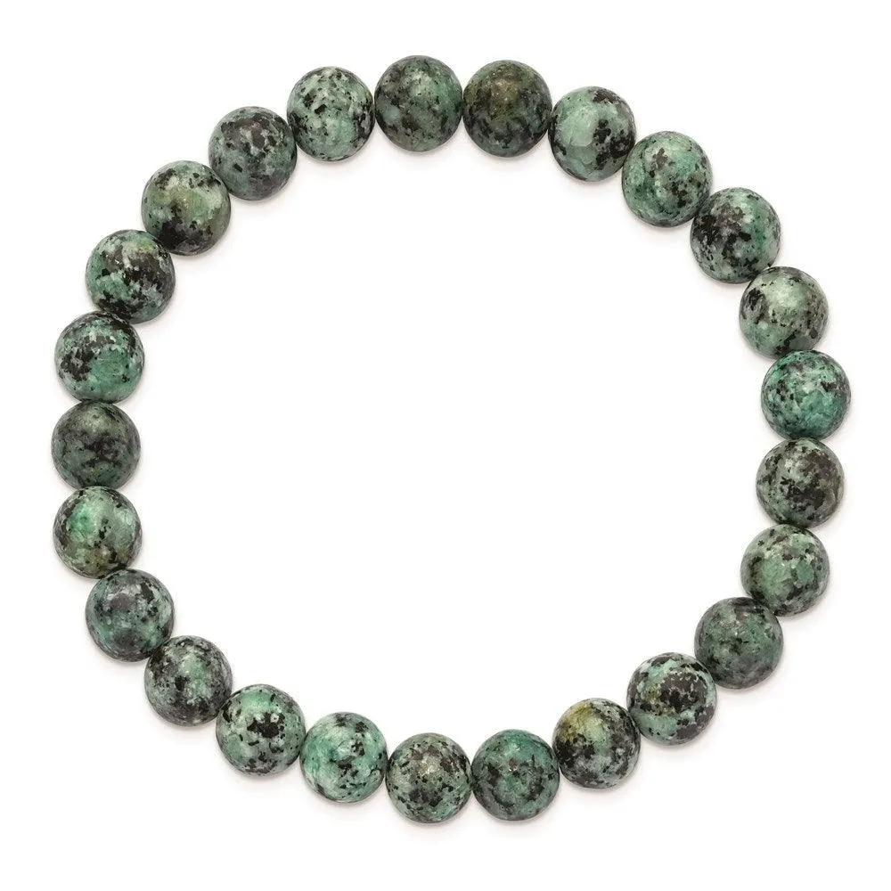 African Pine Agate Beaded Stretch Bracelet