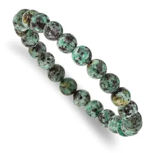 African Pine Agate Beaded Stretch Bracelet