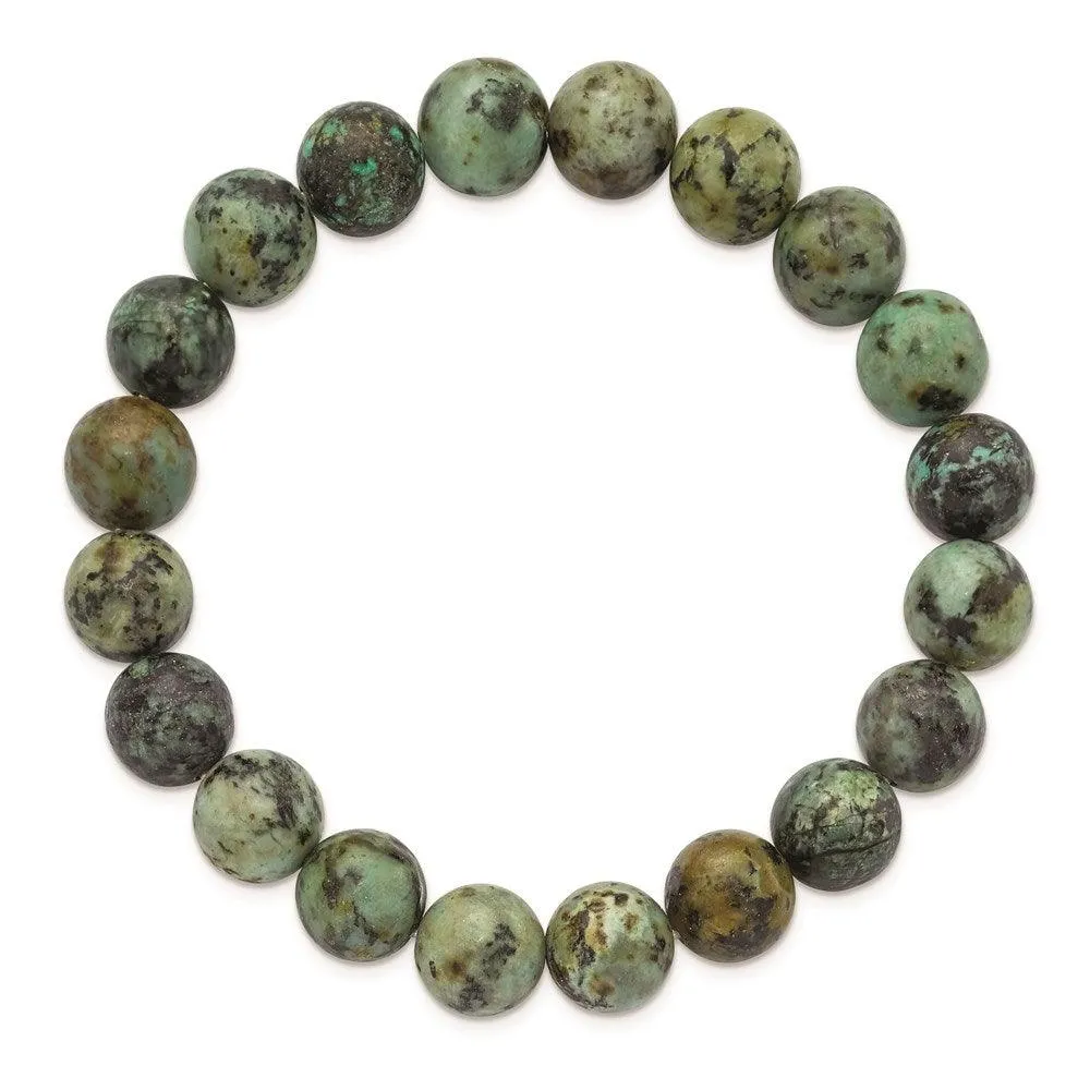 African Pine Agate Beaded Stretch Bracelet