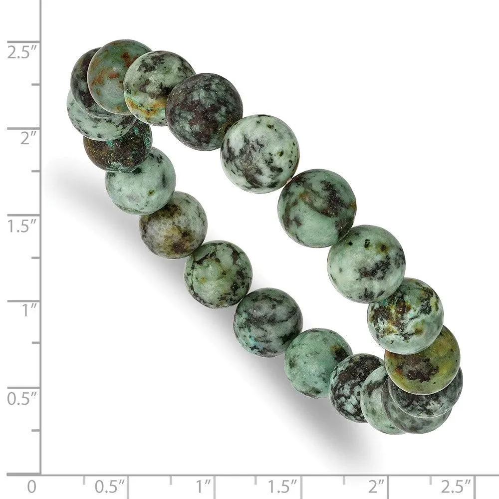 African Pine Agate Beaded Stretch Bracelet
