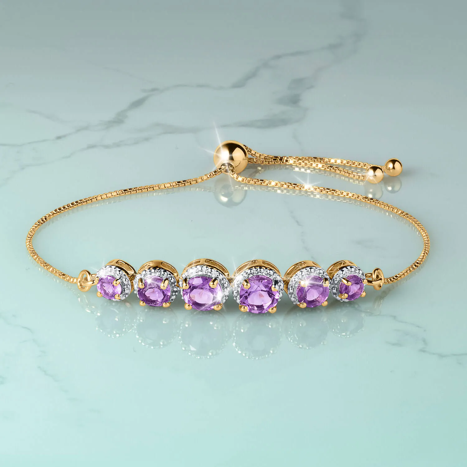 Amethyst Halo Bracelet