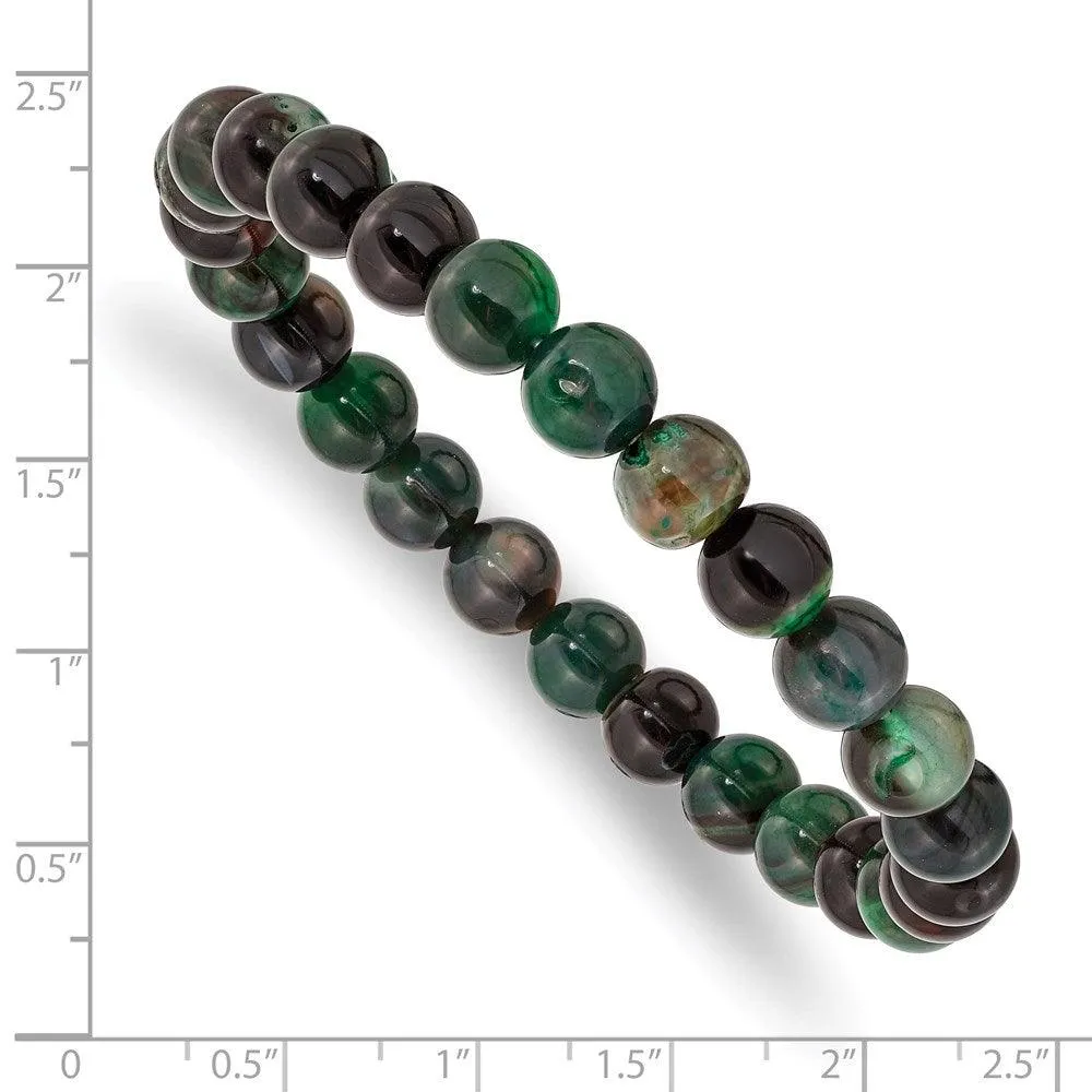Aquatic Agate Beaded Stretch Bracelet