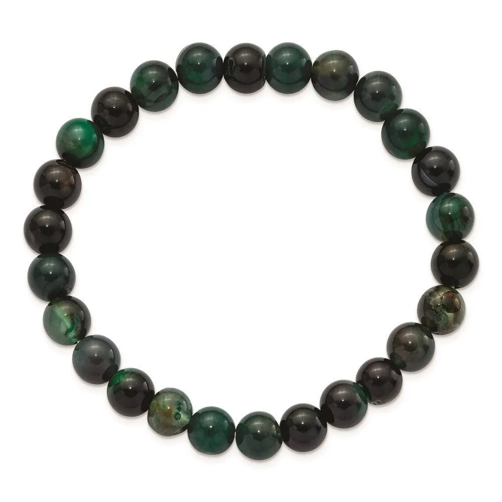 Aquatic Agate Beaded Stretch Bracelet