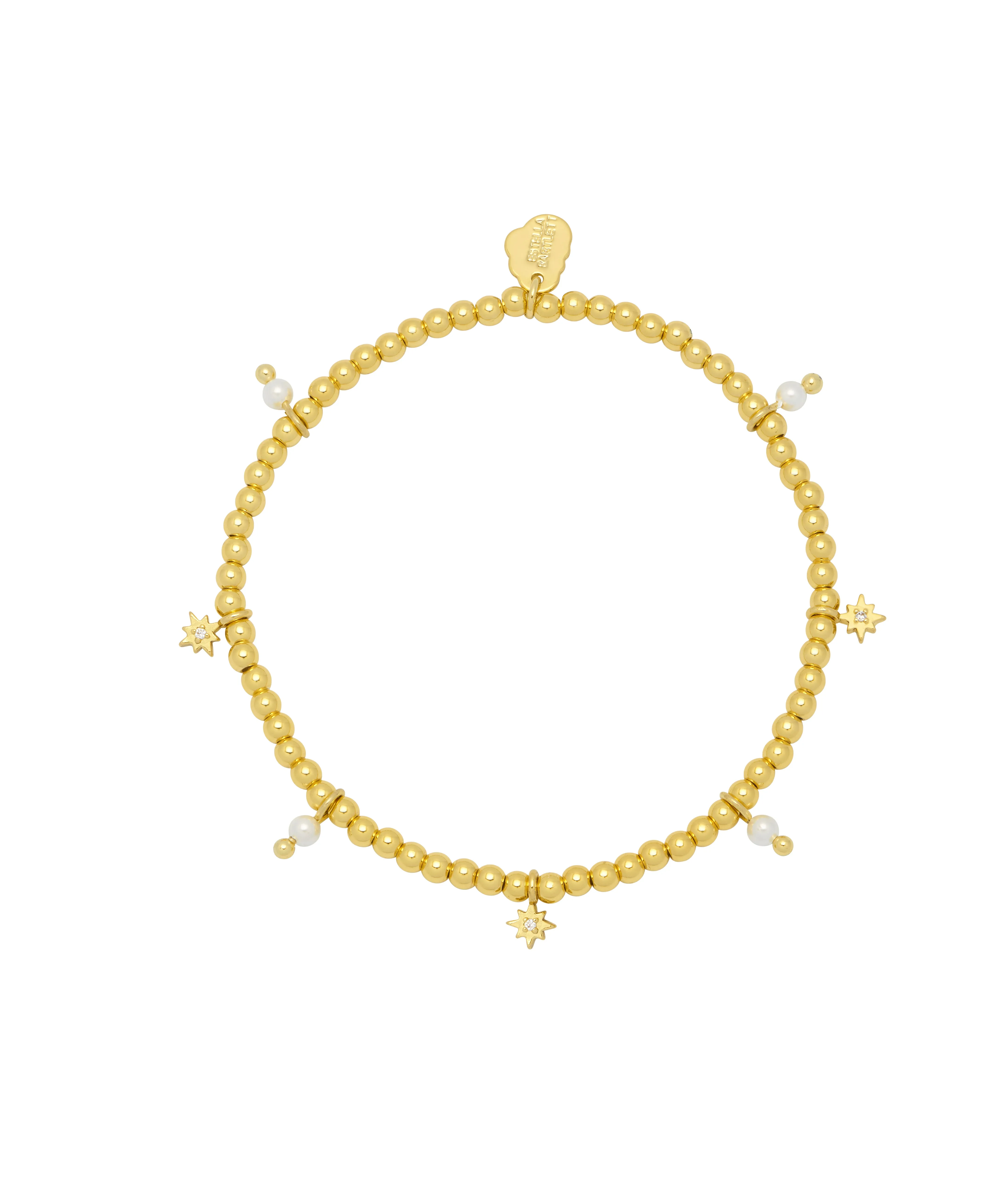 Beaded Star Pearl Charm Bracelet