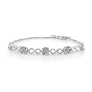 Brilliance Sterling Silver 1/10 CTTW Diamond Bracelet (I / I2-I3 color, J1 clarity)