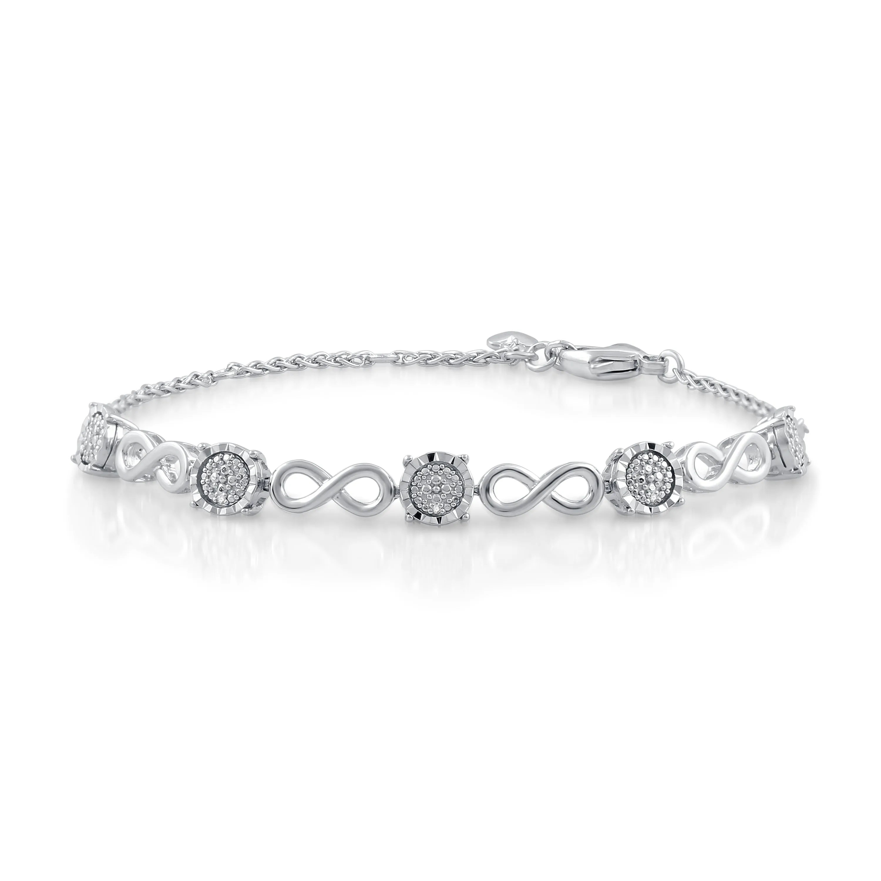 Brilliance Sterling Silver 1/10 CTTW Diamond Bracelet (I / I2-I3 color, J1 clarity)