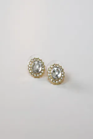 Carrie Gold Rhinestone Stud Earrings