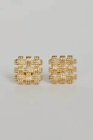 Colette Gold Textured Square Stud Earrings