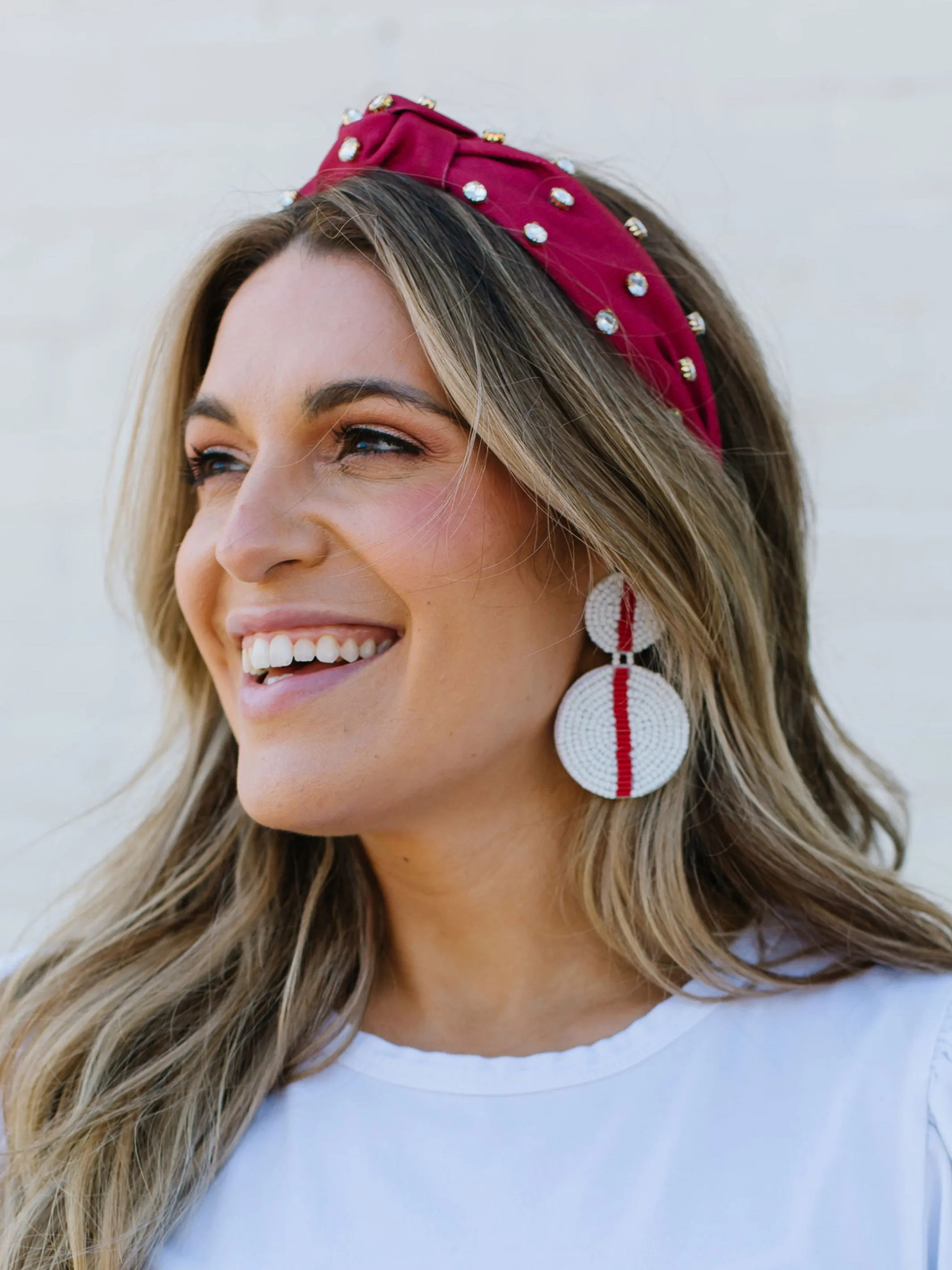 Colleen Earrings | Crimson    White