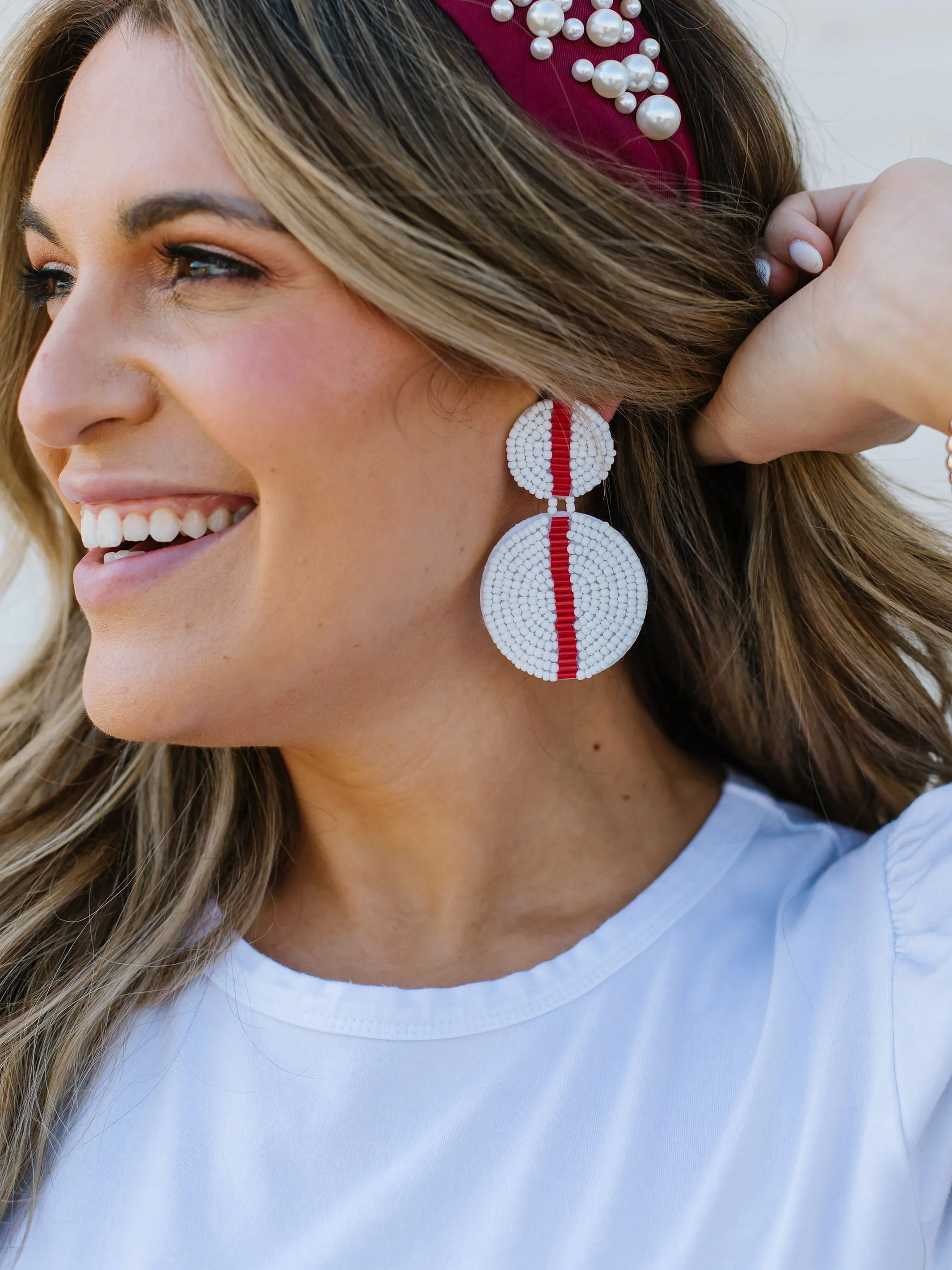 Colleen Earrings | Crimson    White