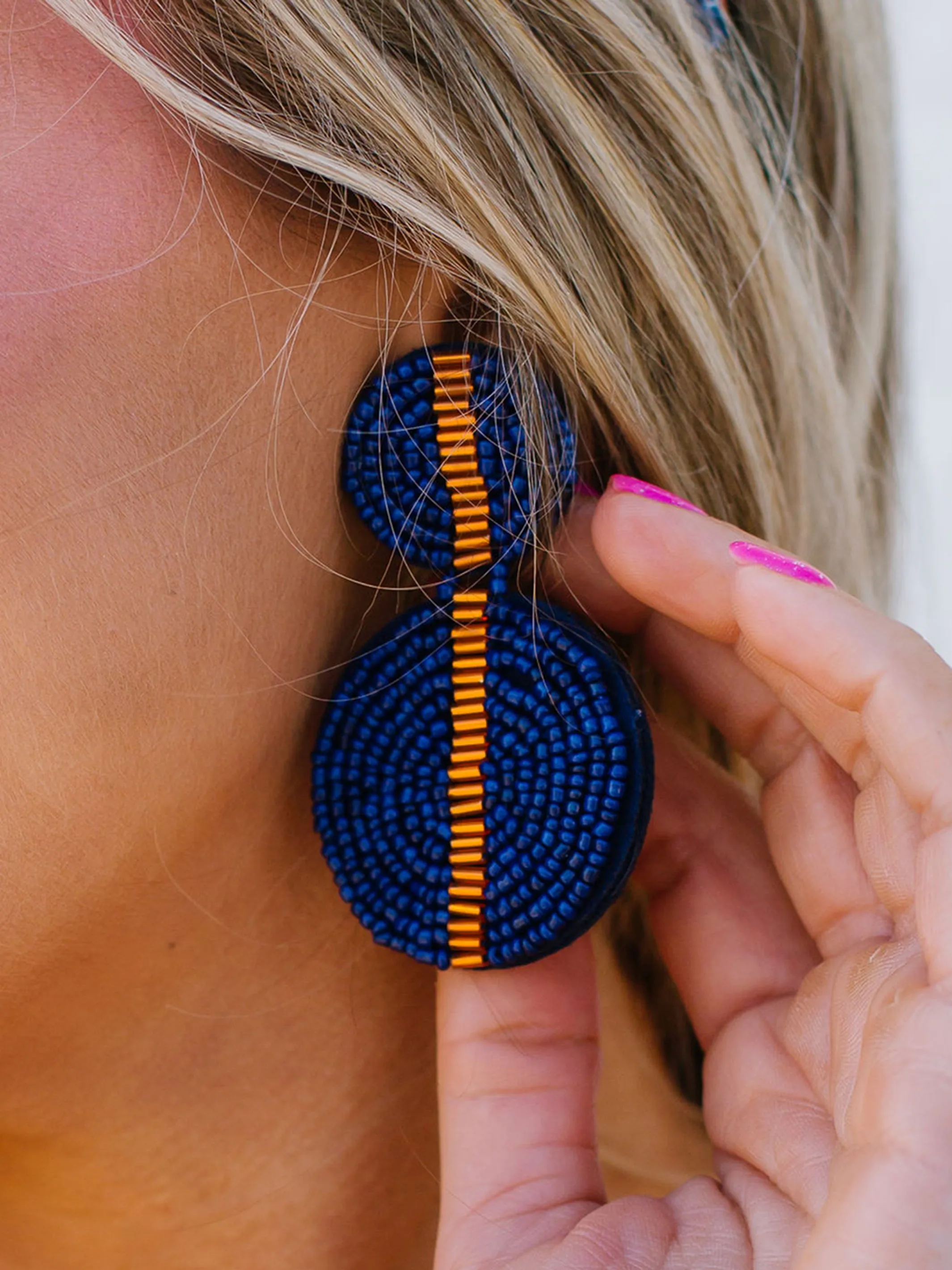 Colleen Earrings | Navy   Orange