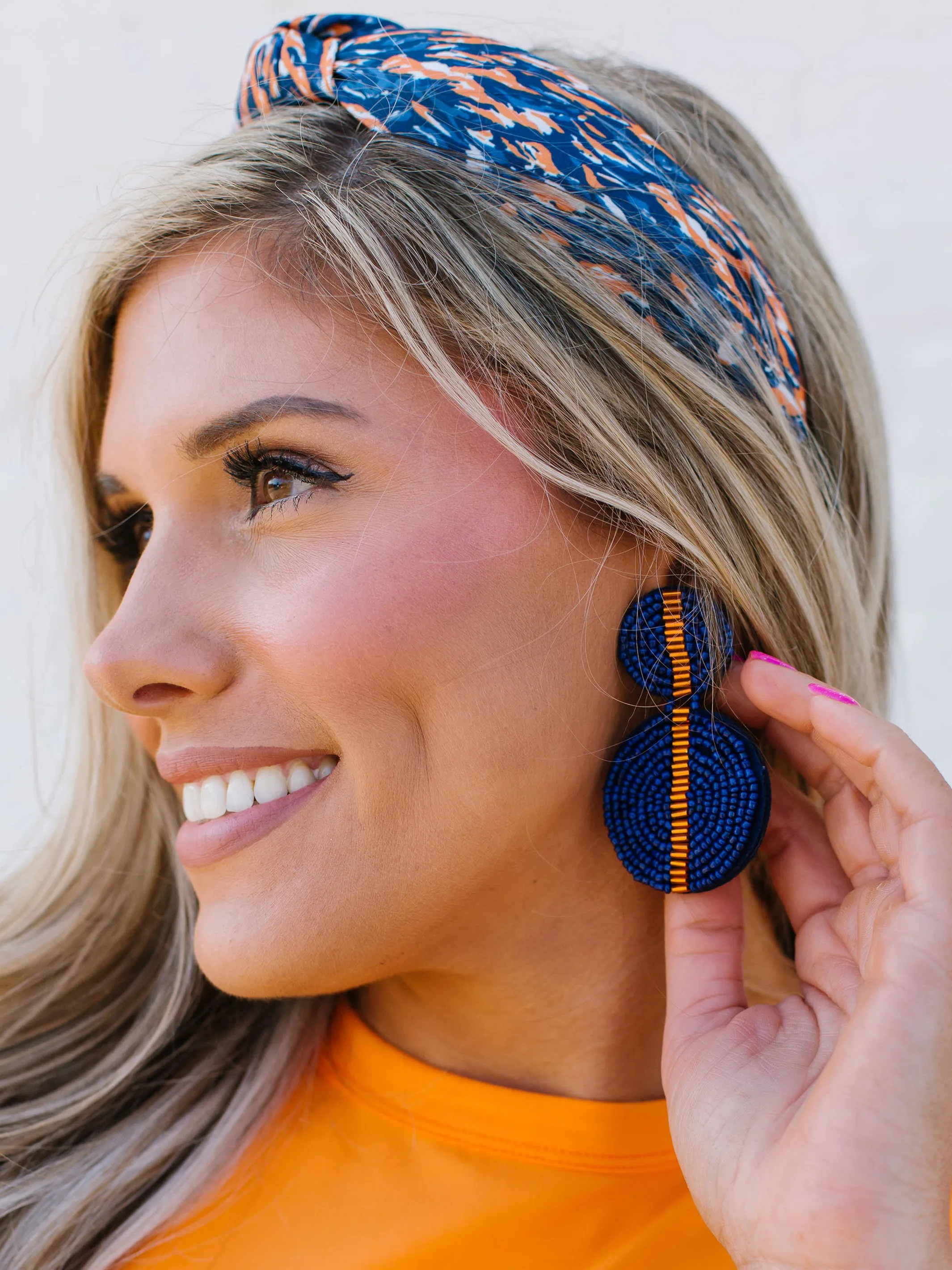 Colleen Earrings | Navy   Orange