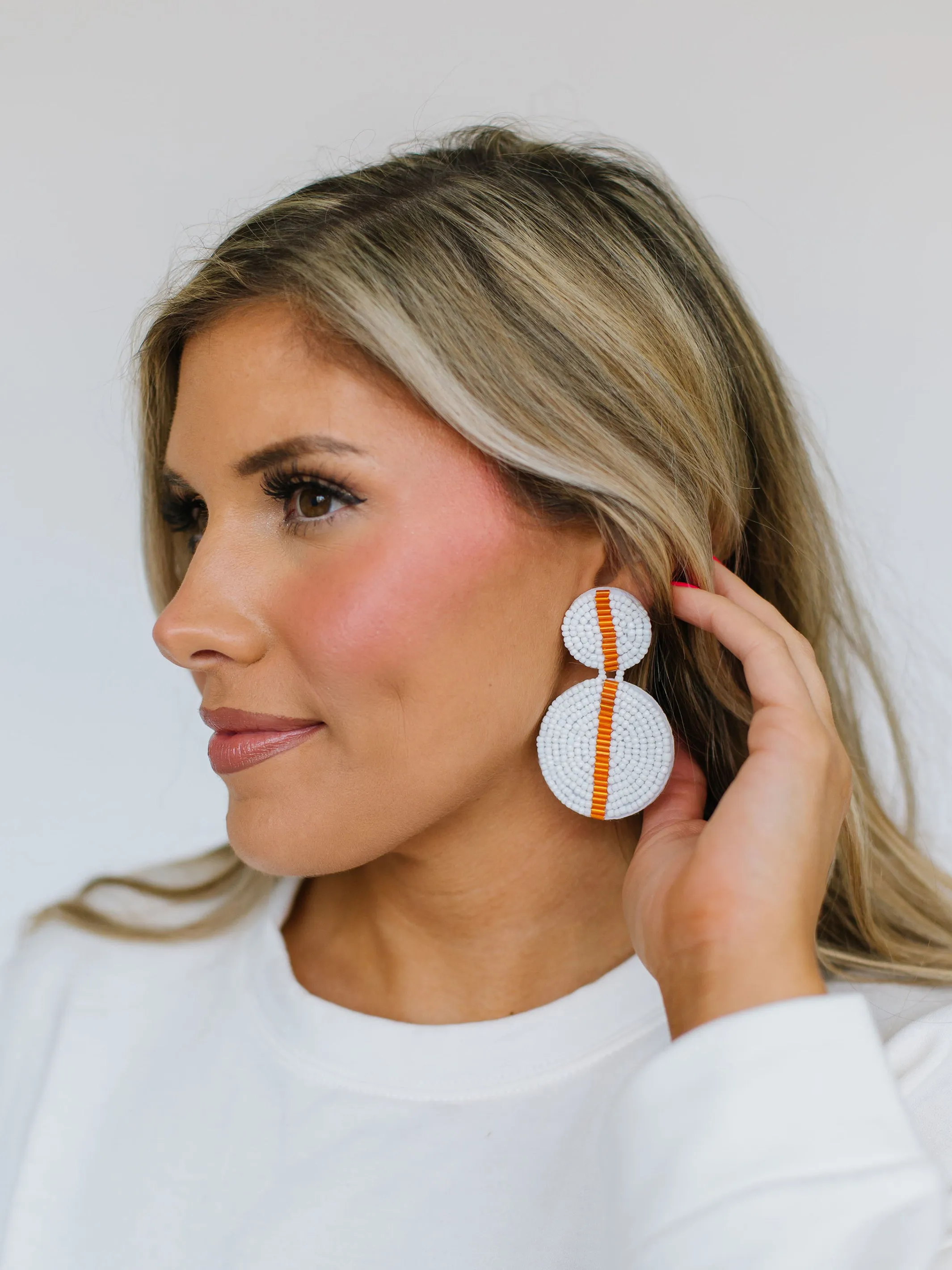 Colleen Earrings | Orange   White