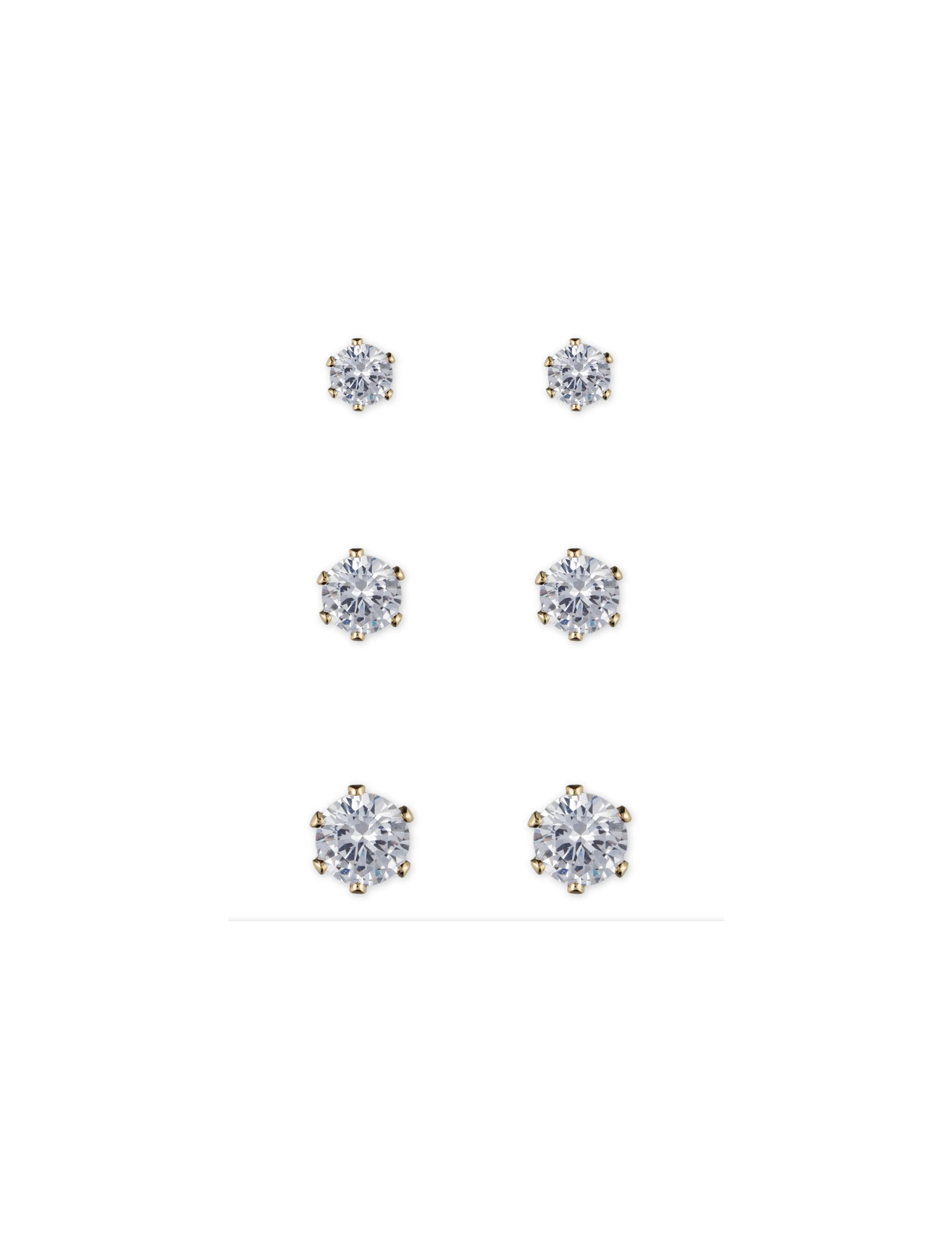 CZ Stud Earring Trio
