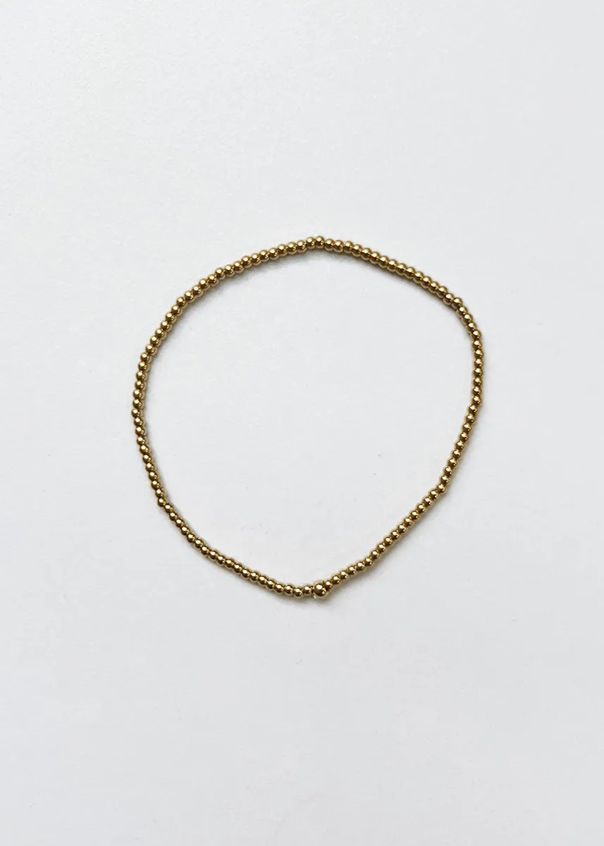 Dainty 2mm Beaded Bracelet - Gold