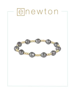 E Newton Admire Gold 3mm Bead Bracelet - Pearl - Dark Grey