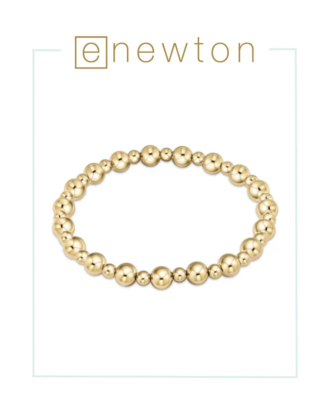 E Newton Classic Grateful Pattern 6mm Bead Bracelet - Gold