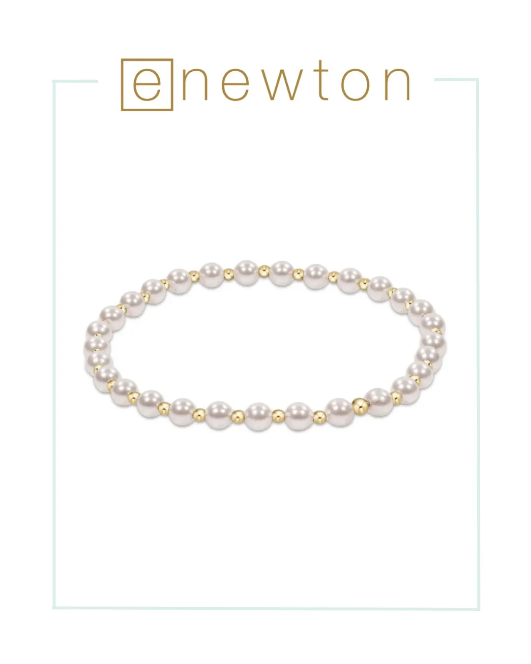 E Newton Classic Grateful Pattern Bead Bracelet - Pearl